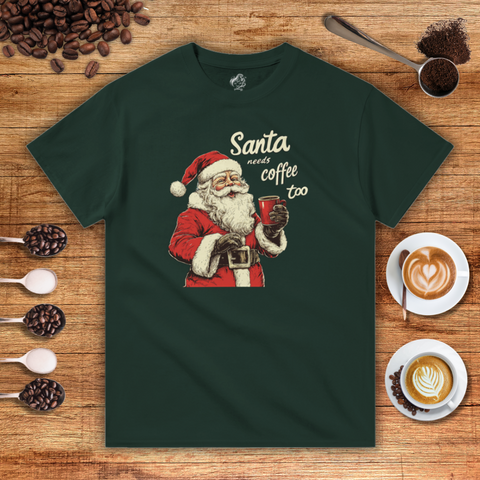 Santa Needs Coffee Too Heavyweight Unisex T-shirt