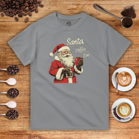 Santa Needs Coffee Too Heavyweight Unisex T-shirt