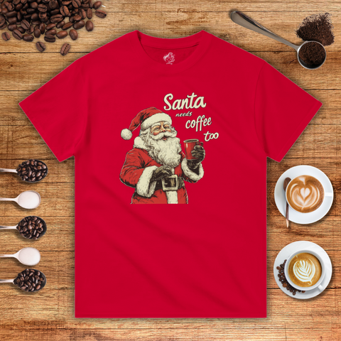 Santa Needs Coffee Too Heavyweight Unisex T-shirt