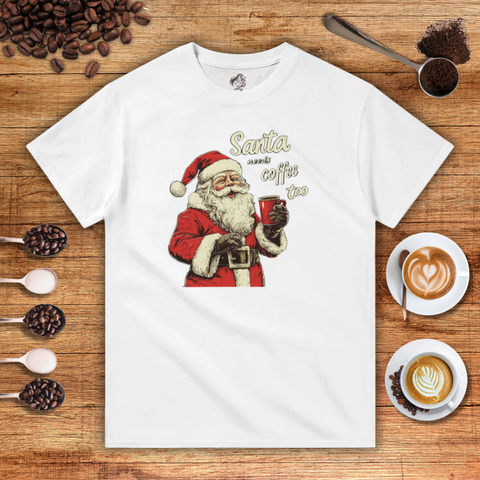 Santa Needs Coffee Too Heavyweight Unisex T-shirt