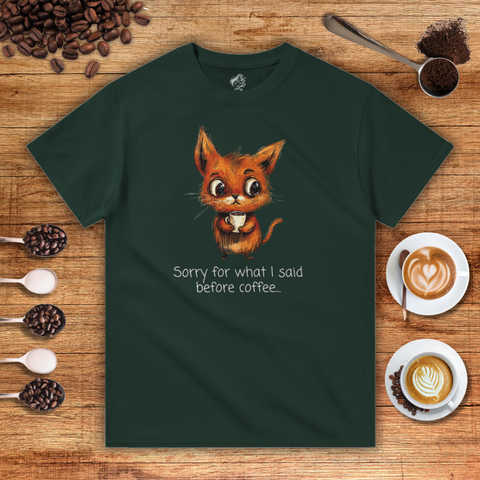 Sorry for What I Said Before Coffee Heavyweight Unisex T-shirt