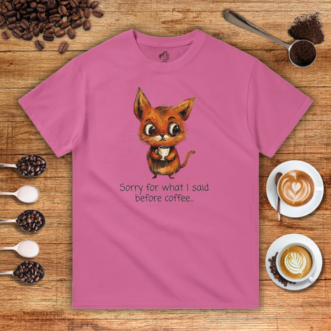 Sorry for What I Said Before Coffee Heavyweight Unisex T-shirt