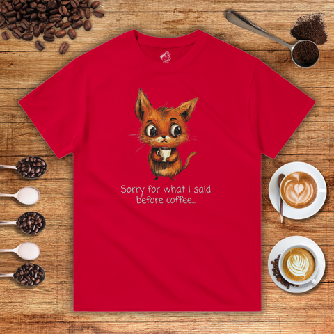 Sorry for What I Said Before Coffee Heavyweight Unisex T-shirt