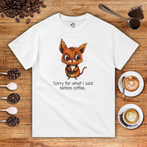 Sorry for What I Said Before Coffee Heavyweight Unisex T-shirt